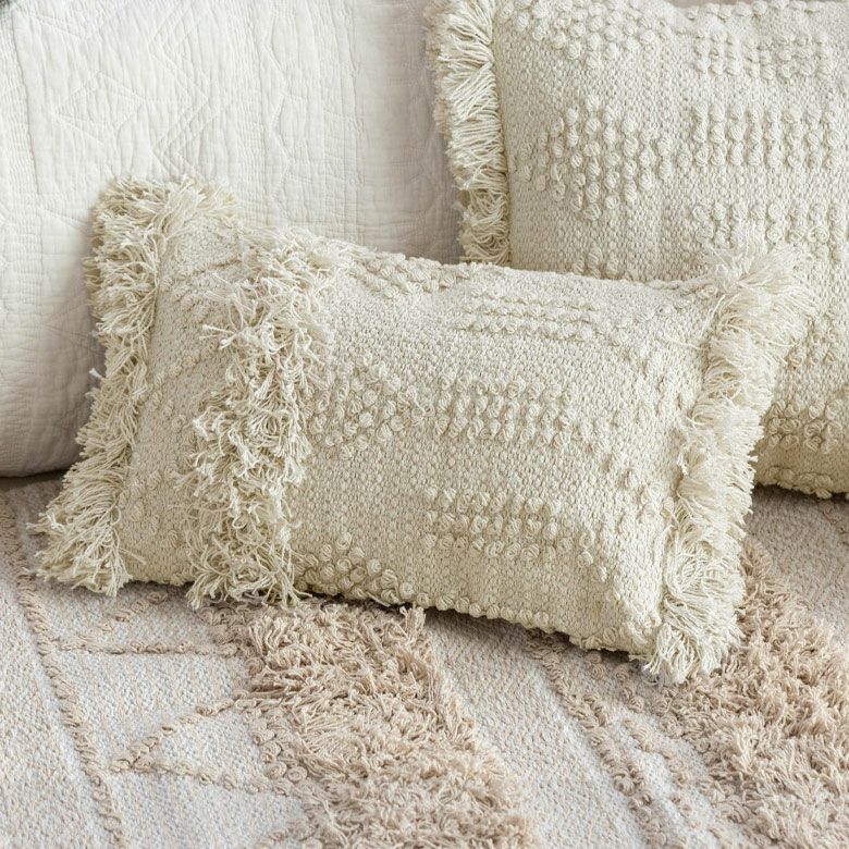 クッションカバー クッション ホワイト ボヘミアン 30×50cm ホワイト