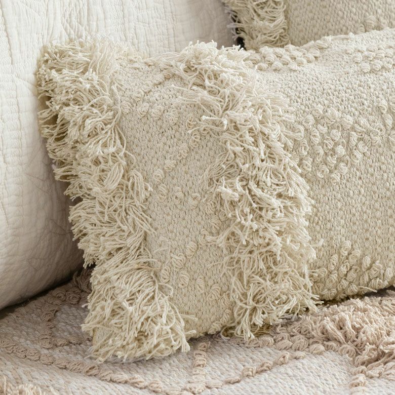 クッションカバー クッション ホワイト ボヘミアン 30×50cm ホワイト