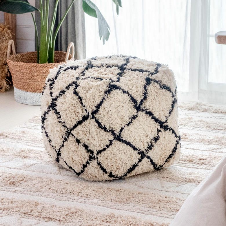 クッション プフ ボリューム クロス デザイン コットン 約 W 40 × D 40