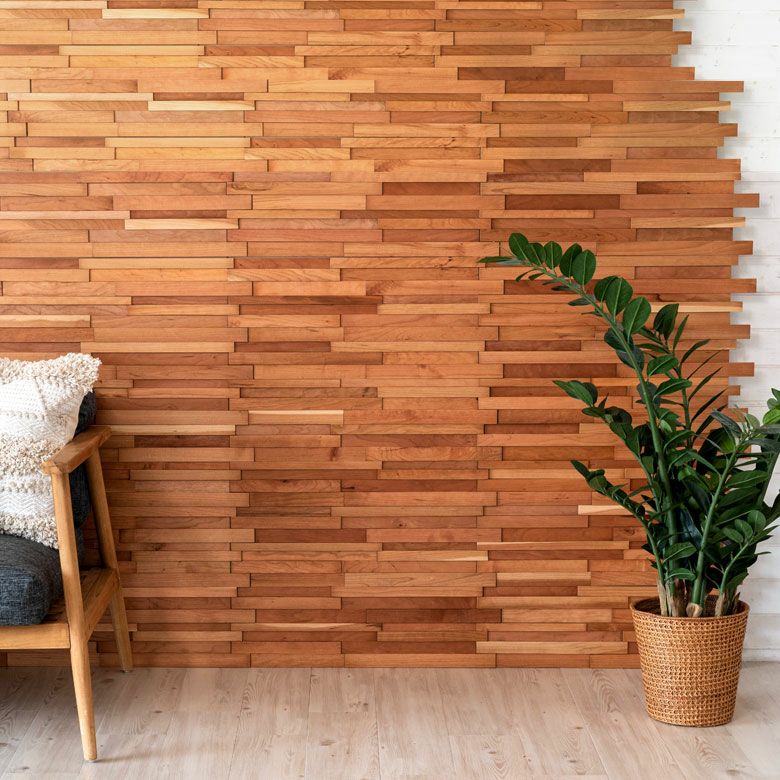 ウォールパネル 天然木 チェリーウッド ウッドタイル 壁用 ジョイント