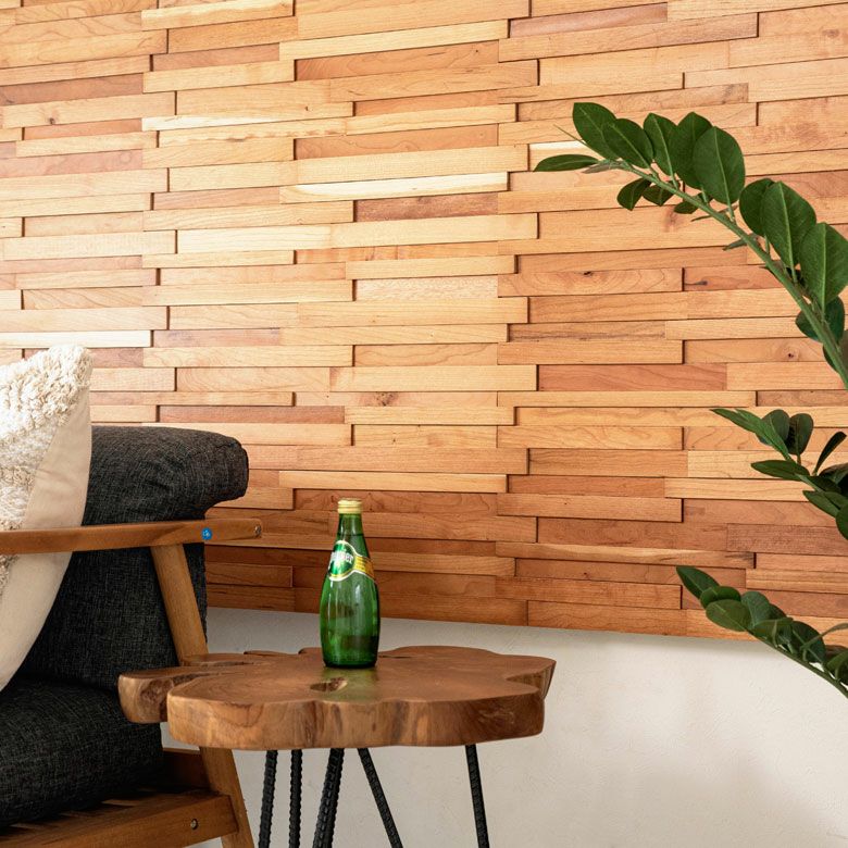 ウォールパネル 天然木 チェリーウッド ウッドタイル 壁用 ジョイント