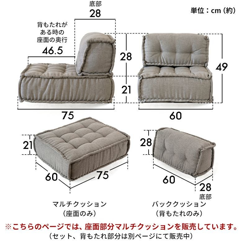 組み合わせ自由に寛げる低反発フロアソファ ette 1人掛け [84078