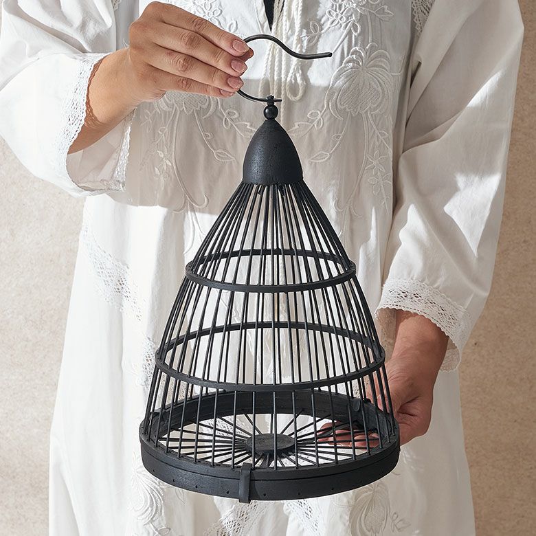 鳥かご 竹 バンブー 黒 ブラック SSサイズ フック 吊り下げ つりさげ