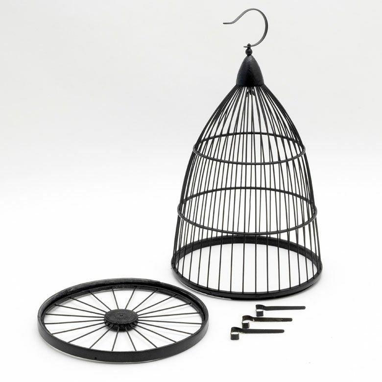 ベトナム伝統工芸の竹製鳥かご ブラック SSサイズ フック付き [51191
