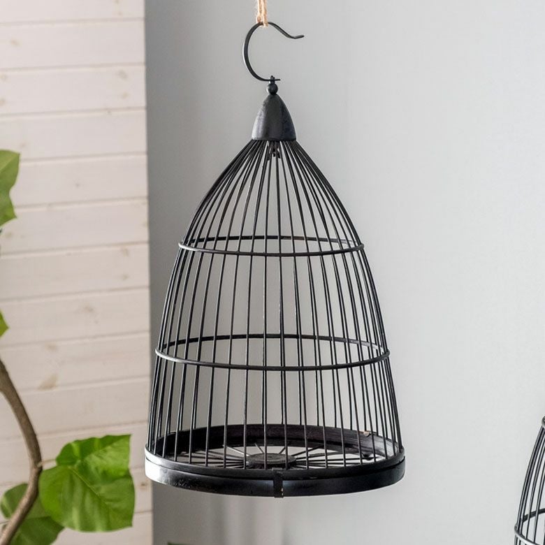 ベトナム伝統工芸の竹製鳥かご ブラック SSサイズ フック付き [51191