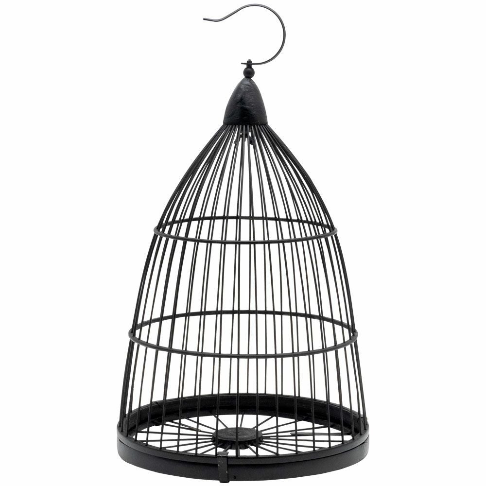 ベトナム伝統工芸の竹製鳥かご ブラック SSサイズ フック付き [51191