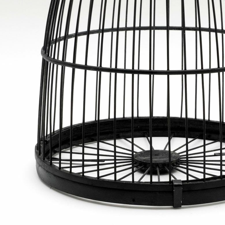 軽くて吊るせる竹編み バードケージ 鳥かご Mサイズ ブラック 約W30