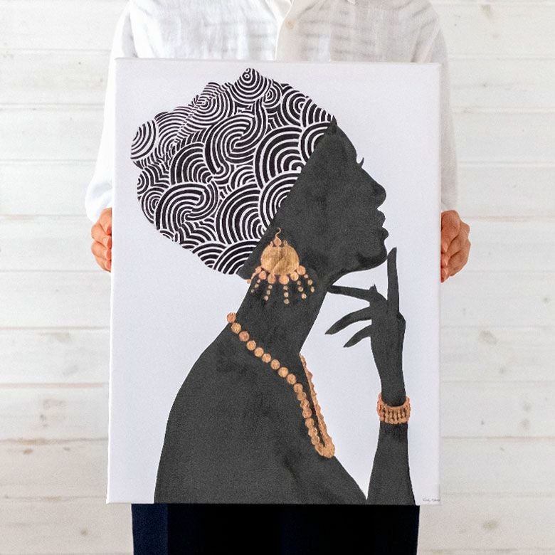 アートパネル 女性 横向き キャンパス 幅37.5cm 高さ50cm アフリカン