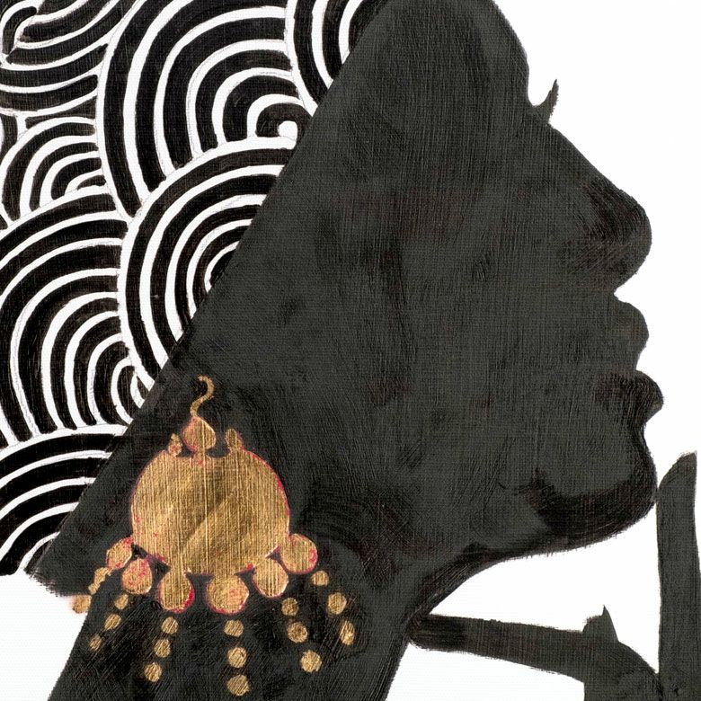 アートパネル 女性 横向き キャンパス 幅37.5cm 高さ50cm アフリカン