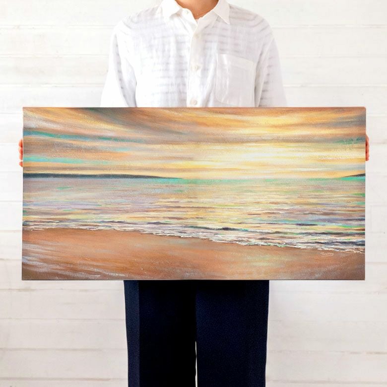 アートパネル 海 キャンパス 幅80cm 高さ40cm 絵 夕日 サンセット