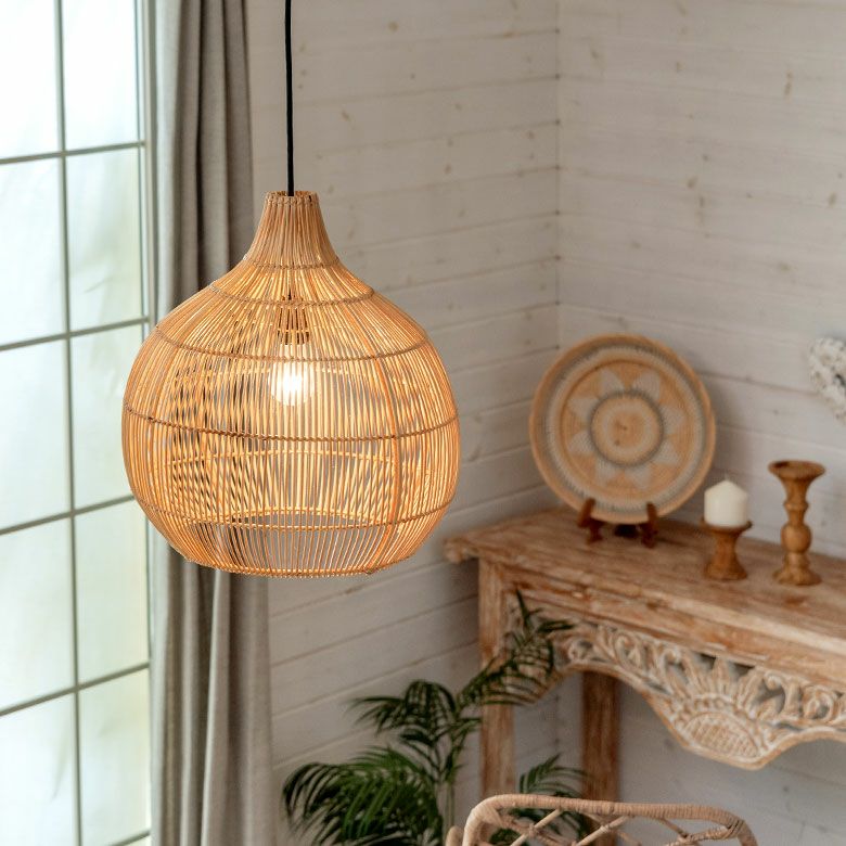 ランプシェード ペンダントランプ 照明 ラタン 籐 ランプ ライト