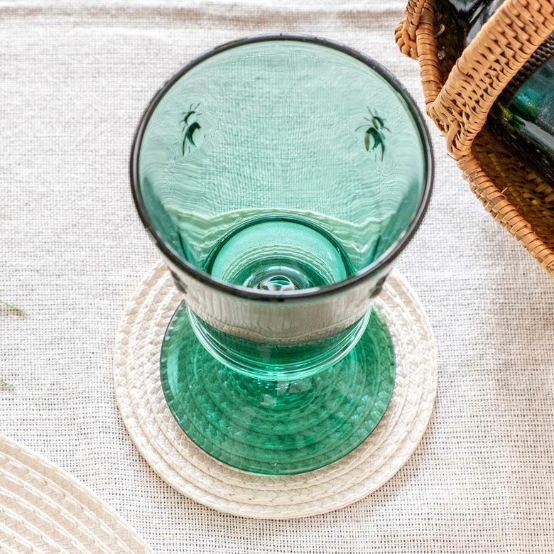 グラス 脚付き ガラス 240ml グリーン [98305]【 ワイングラス 脚付き