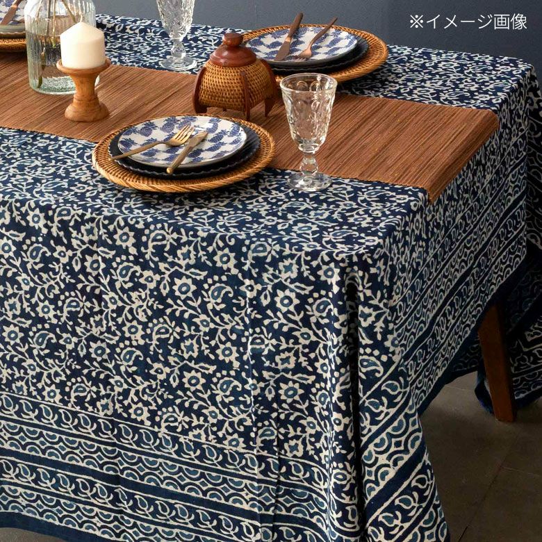 こたつカバー インディゴ プリント マルチクロス 200×200cm 大判