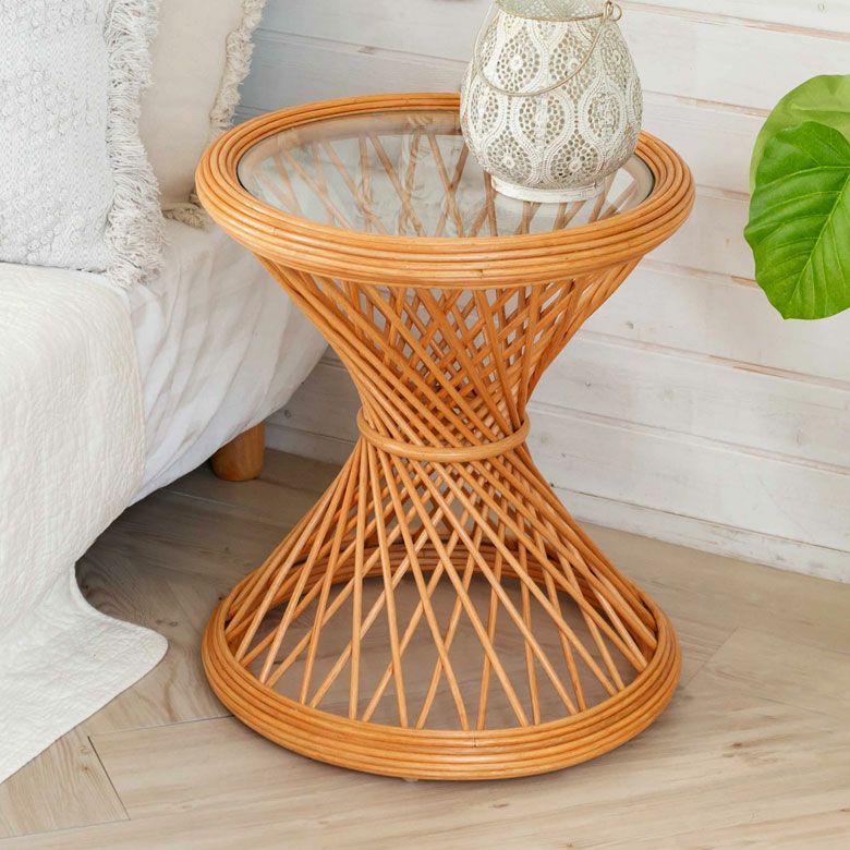 サイドテーブル ラタン マガジンラック ナイトテーブル W 39cm D 38cm