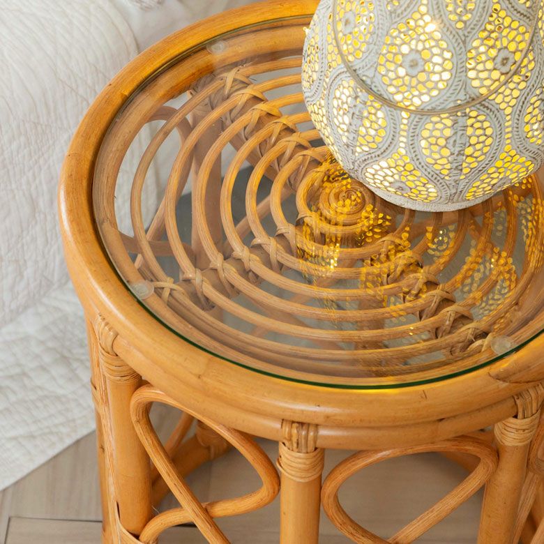 サイドテーブル ラタン コーヒーテーブル ナイトテーブル W 35cm D