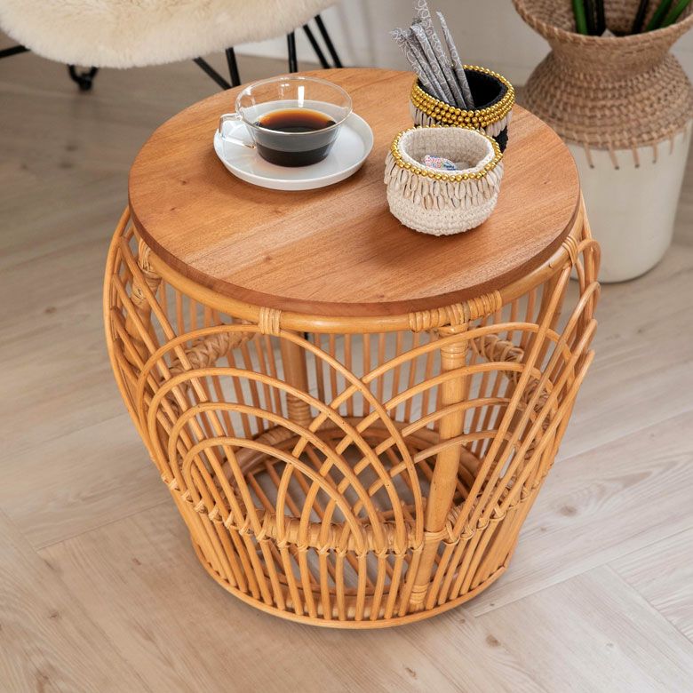 サイドテーブル ラタン マガジンラック ナイトテーブル W 39cm D 38cm