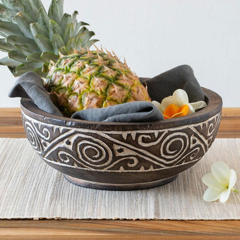 ボウル デコレーション トレー トレイ 木製 ウッド スンバ W 25c...