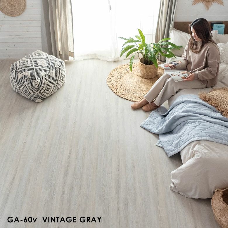 賃貸でも安心 敷くだけ簡単ヴィンテージ風ウッドフローリングマット