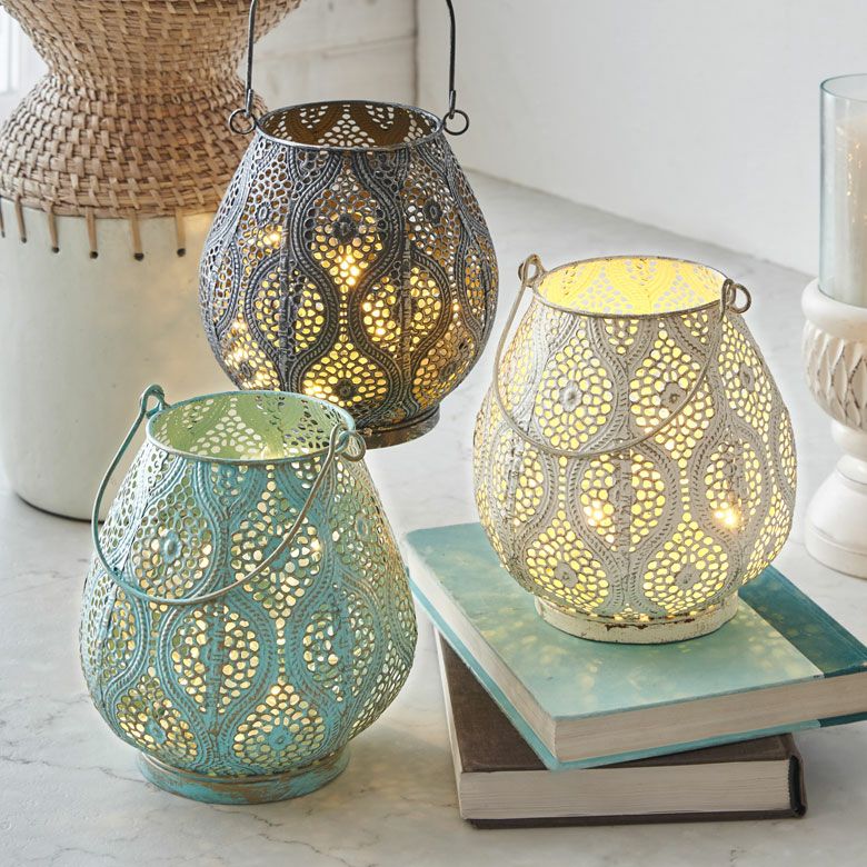 キャンドルホルダー キャンドル ランタン ライト アラベスク ブルー