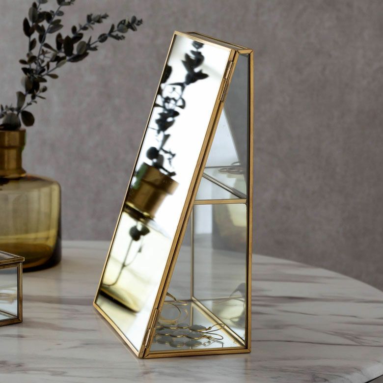 ジュエリーケース アクセサリー ジュエリー 収納 ガラス 真鍮 ミラー