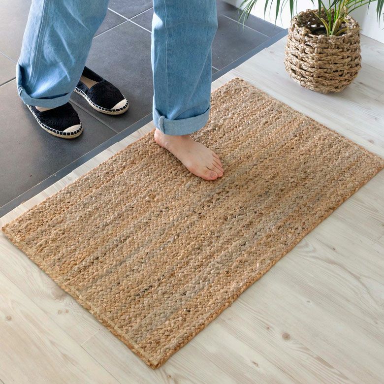 ジュート ラグ Clochette ナチュラル 玄関マット 麻 綿 ベージュ カーペット マット インテリア 北欧 ヴィンテージ 風 オシャレ 84083 玄関マット おしゃれ キッチンマット 北欧 屋内 室内 ジュート ウール