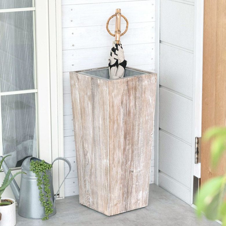 傘立て スリム角型 古木風仕上げ 木製 幅24.5cm Botanique ボタニーク