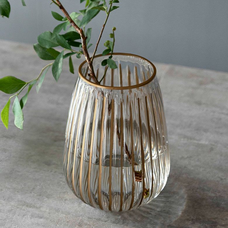 フラワーベース クリア ガラス 花瓶 Mサイズ 約 W 19cm D 19cm H 27cm