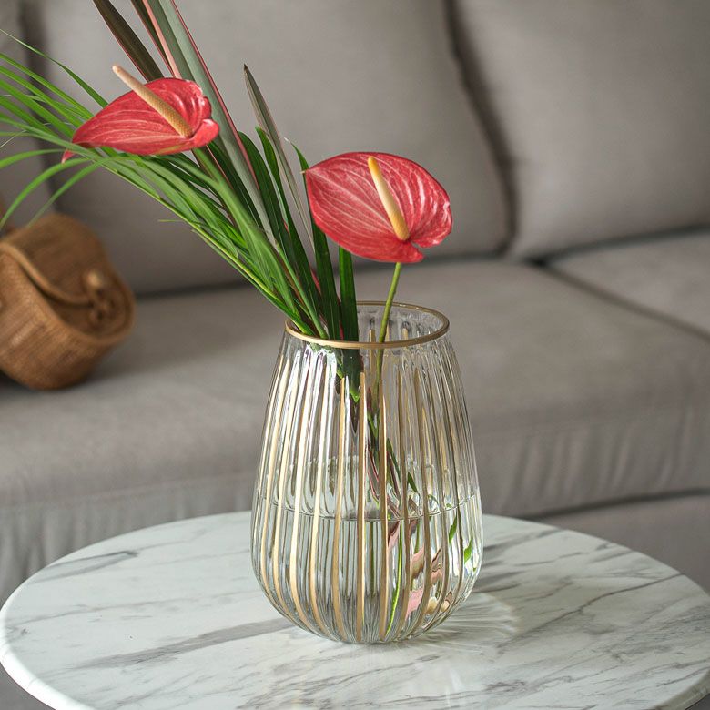 フラワーベース クリア ガラス 花瓶 Mサイズ 約 W 19cm D 19cm H 27cm