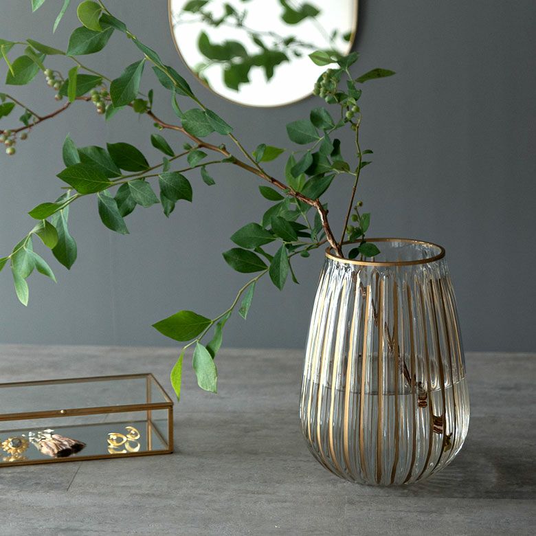 フラワーベース クリア ガラス 花瓶 Mサイズ 約 W 19cm D 19cm H 27cm