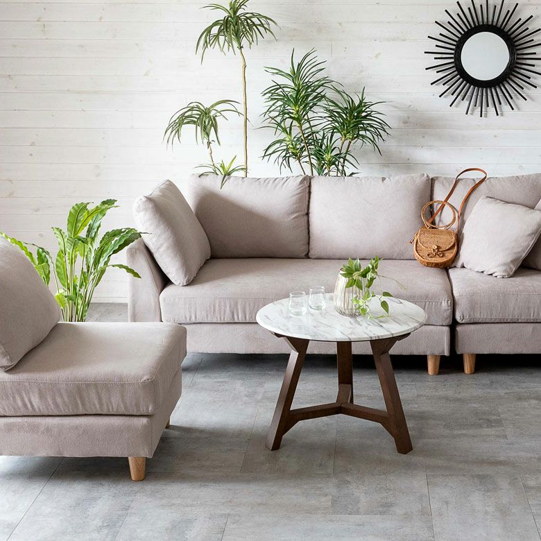 ソファ ソファセット カウチ ポリエステル ベージュ グレー [91491