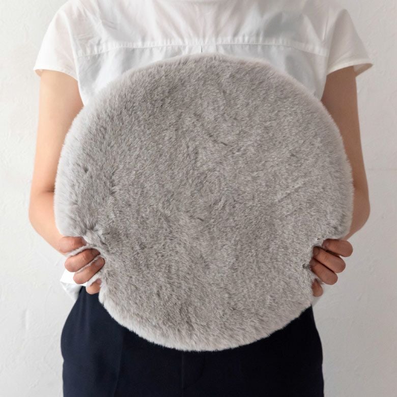 チェアパッド 座布団 円形 約 直径 35cm 厚さ 10cm フェイクラビット