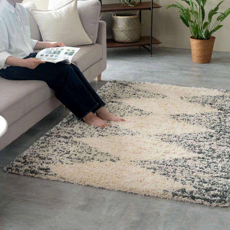 ラグ ラグマット ダイヤ柄 ダイヤモンド シルエット デザイン 白黒