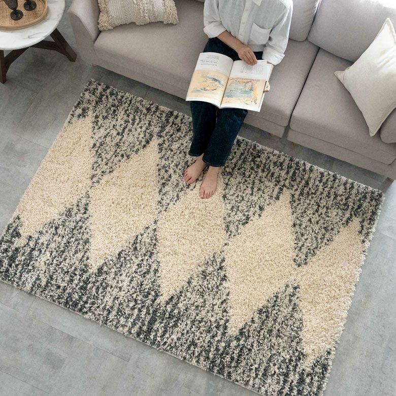 ラグ ラグマット ダイヤ柄 ダイヤモンド シルエット デザイン 白黒