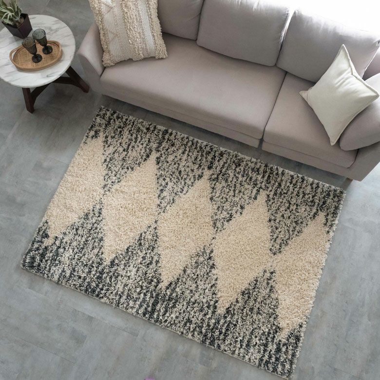 ラグ ラグマット ダイヤ柄 ダイヤモンド シルエット デザイン 白黒