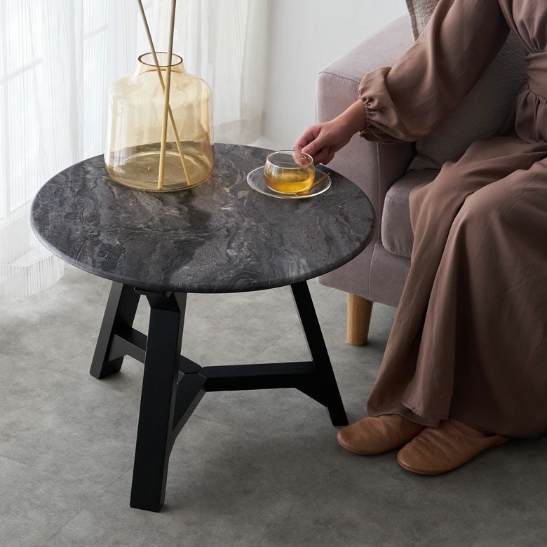 ローテーブル マーブル テーブル 天然木 センターテーブル W 60cm H