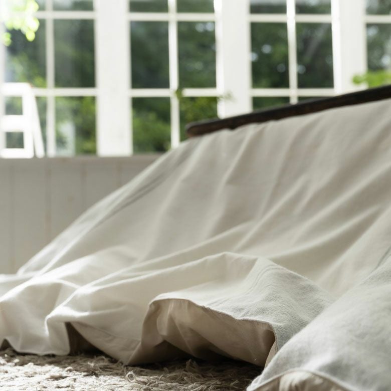 こたつ布団 正方形 綿 200 × 200cm ストライプ ホワイト グレー [90337