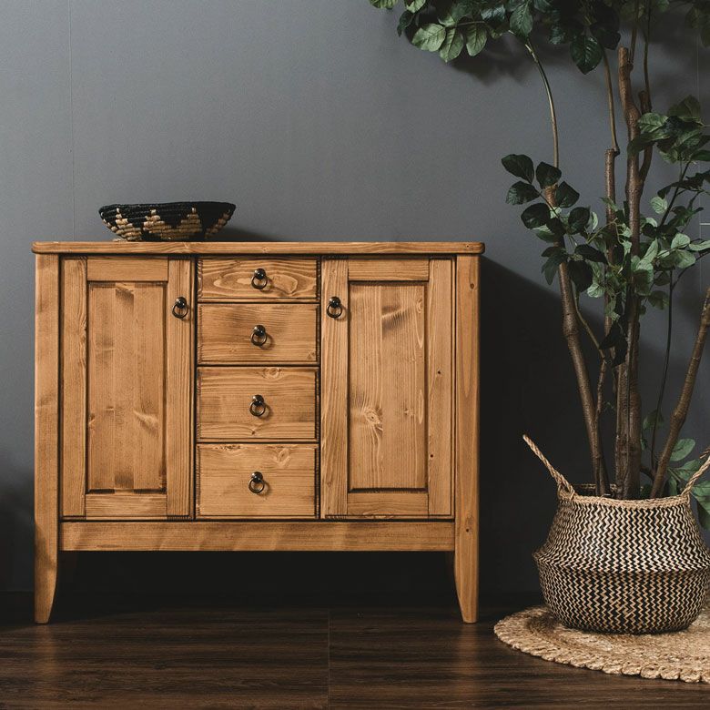 サイドボード 幅95 奥行40 高さ80 木製 引出し付き [91475]【 リビング