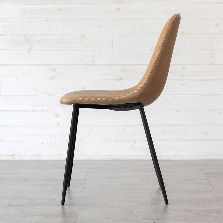 チェア ソフトレザー スチール 座面高 45cm ベージュ ブラウン [91482