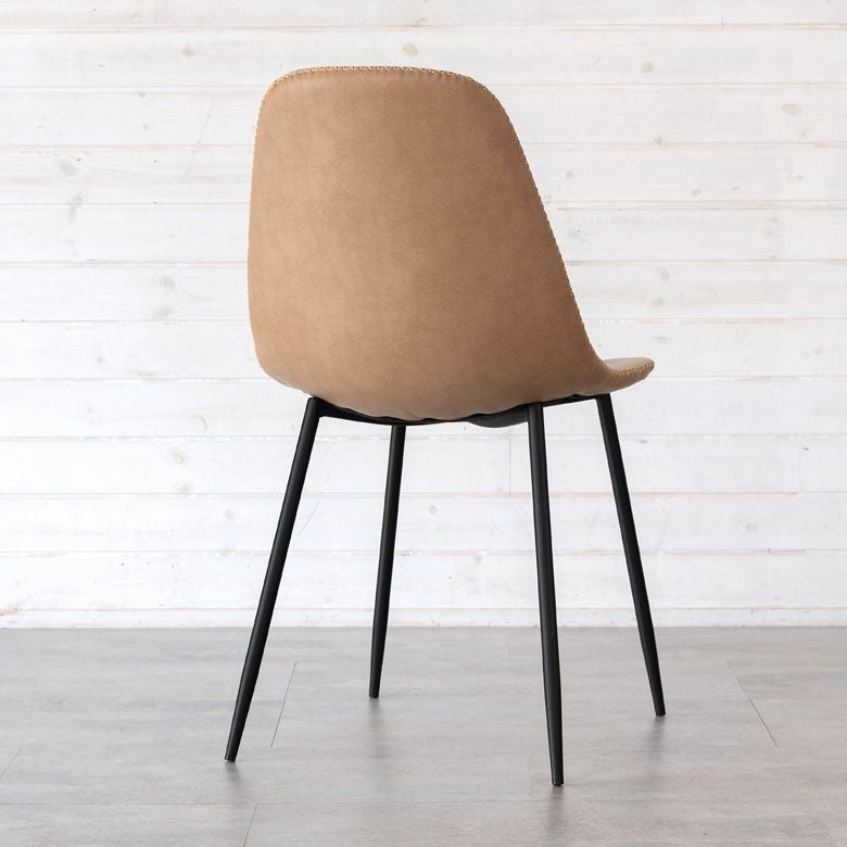 チェア ソフトレザー スチール 座面高 45cm ベージュ ブラウン [91482