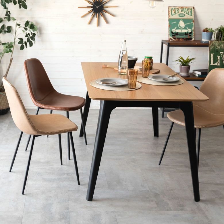 チェア ソフトレザー スチール 座面高 45cm ベージュ ブラウン [91482