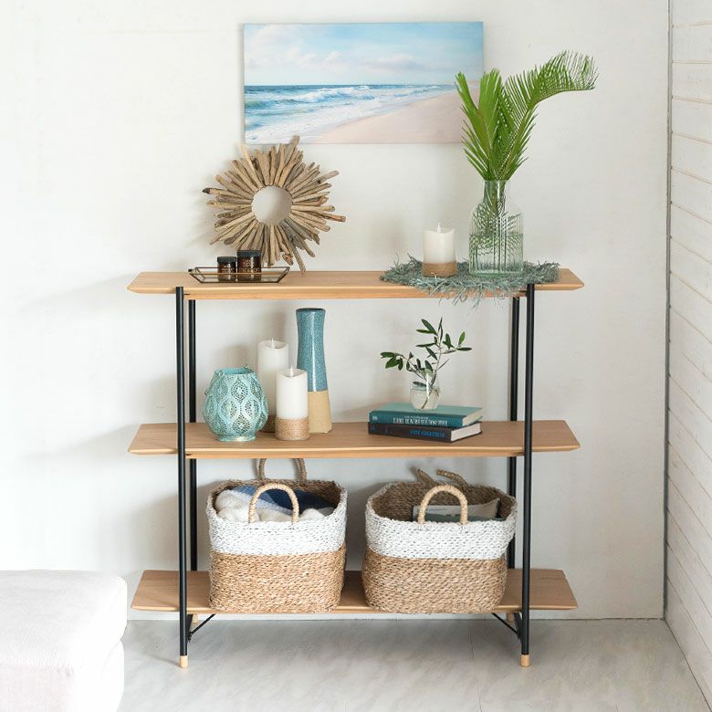 シェルフ 棚 3段 木製 スチール ナチュラル ブラウン W 108 × D 41