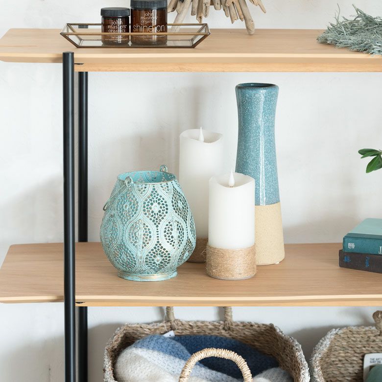 シェルフ 棚 3段 木製 スチール ナチュラル ブラウン W 108 × D 41