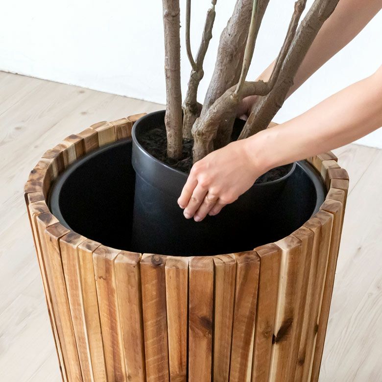 プランターカバー ウッドプランター ボックス カバー Lサイズ 9号鉢 W