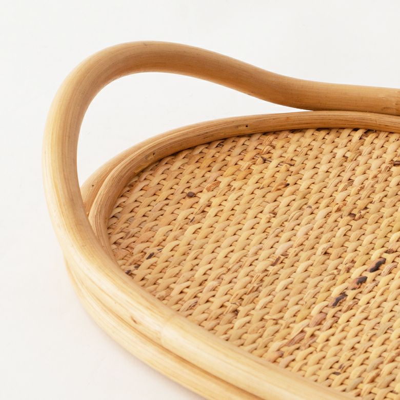 お盆 トレー Sサイズ 小さい オーバル ラタン 籐 約 W 35.5cm D 23.5cm