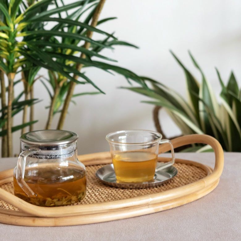 お盆 トレー Mサイズ 大きい オーバル ラタン 籐 約 W 39.5cm D 28cm H