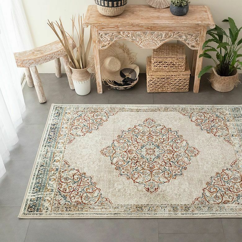 ラグ ラグマット 約 130×190cm エジプト製 ペルシャ 絨毯風 メダリオン