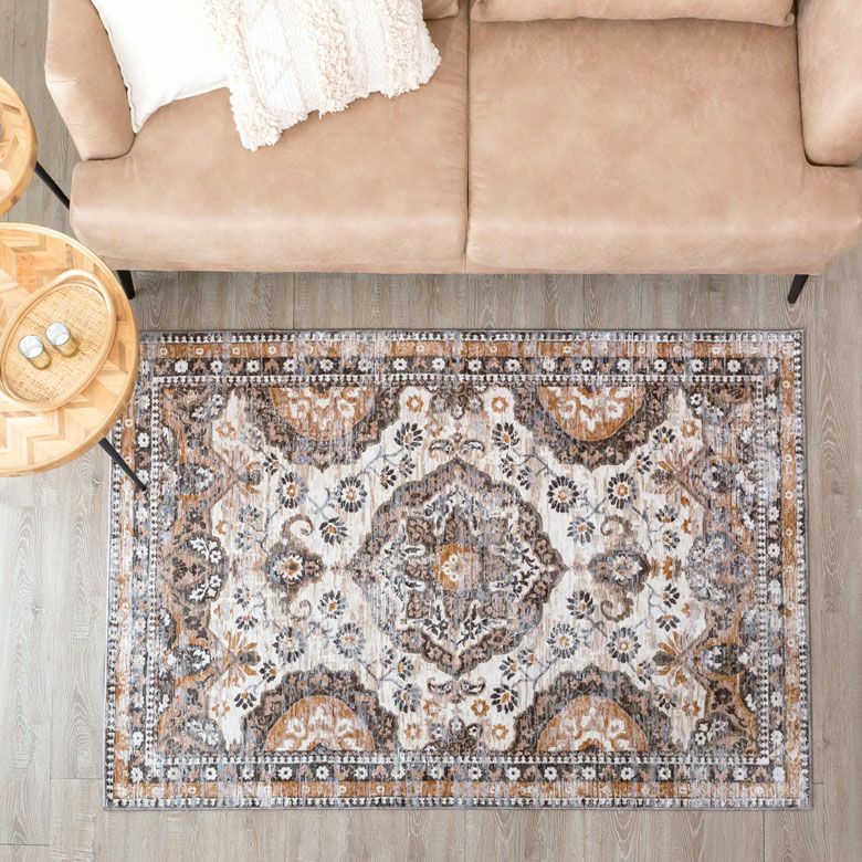 ヴィンテージ風メダリオンラグ 130×190cm アンティーク調 ウィルトン織