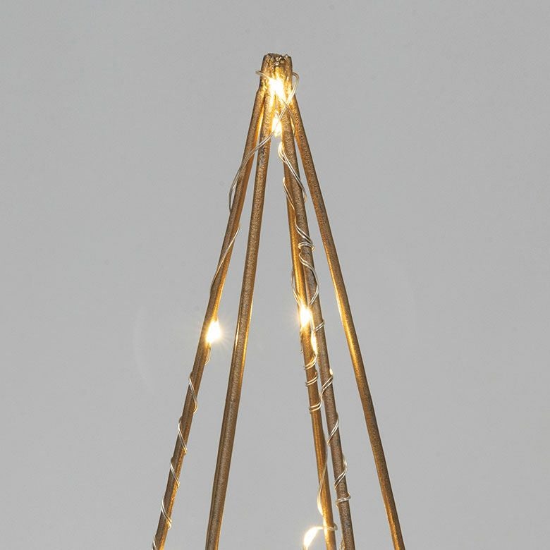 クリスマスツリー ワイヤーアート ツリー形 LED ゴールド 高さ 44 cm