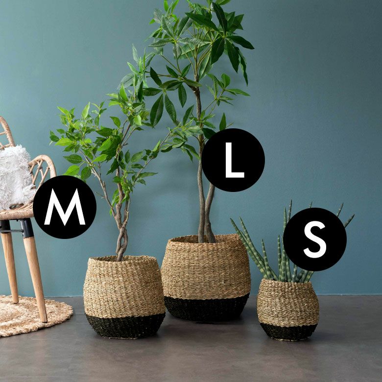 プランターカバー ゴミ箱 バスケット かご シーグラス Mサイズ バイ