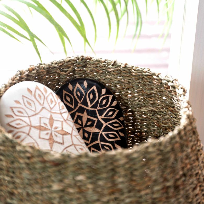 プランターカバー ゴミ箱 バスケット かご シーグラス Mサイズ バイ